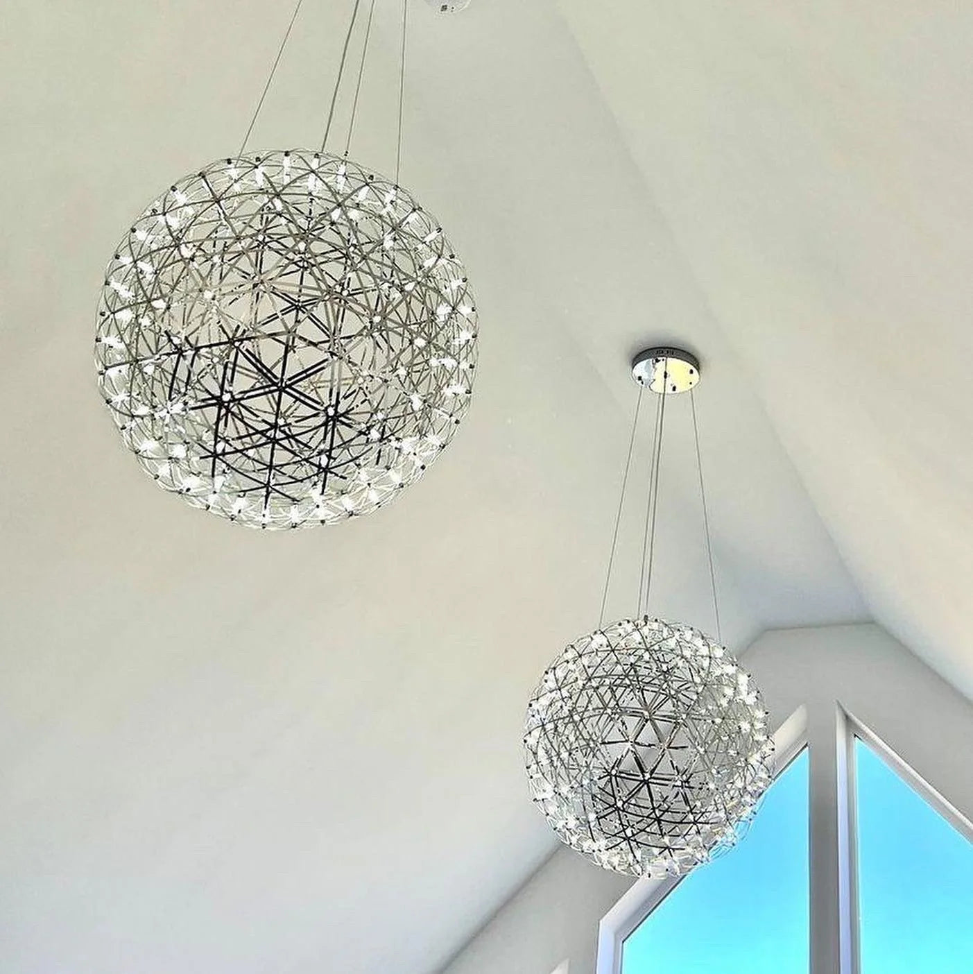 Firework Starburst Chandelier Chrome Fawkes Silver / Gold Pendant - Various Sizes