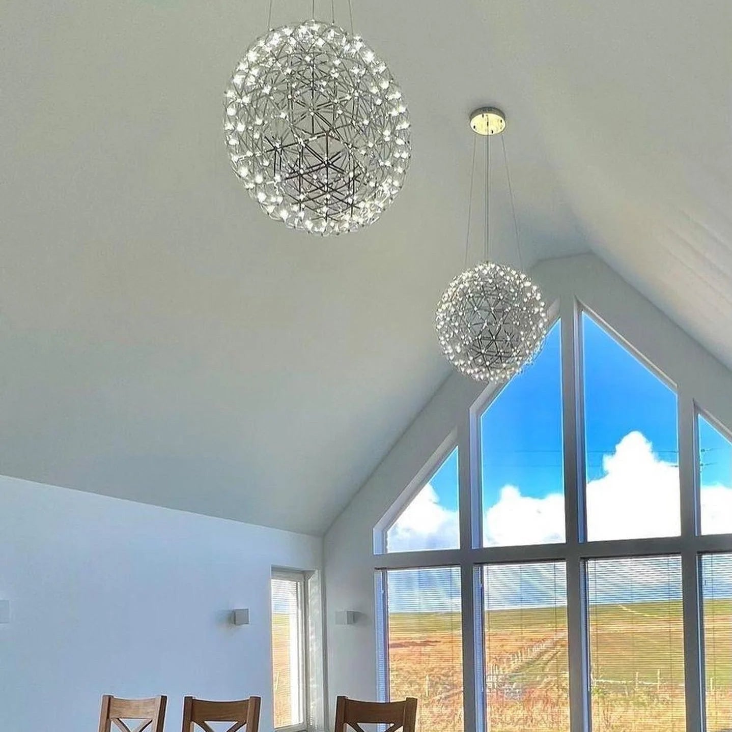 Firework Starburst Chandelier Chrome Fawkes Silver / Gold Pendant - Various Sizes