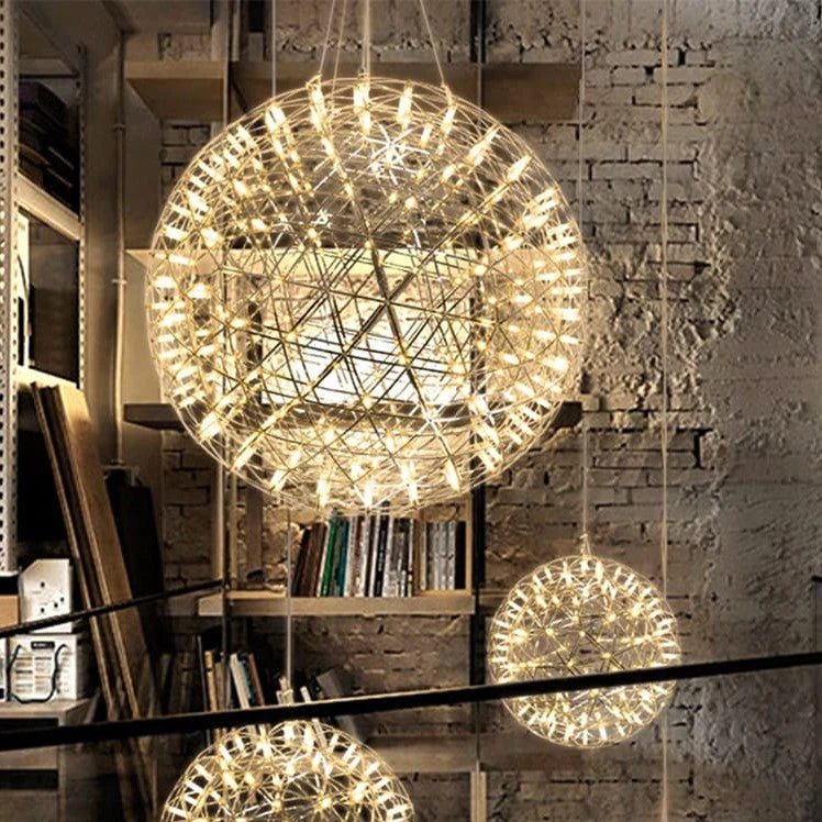 Firework Starburst Chandelier Chrome Fawkes Silver / Gold Pendant - Various Sizes