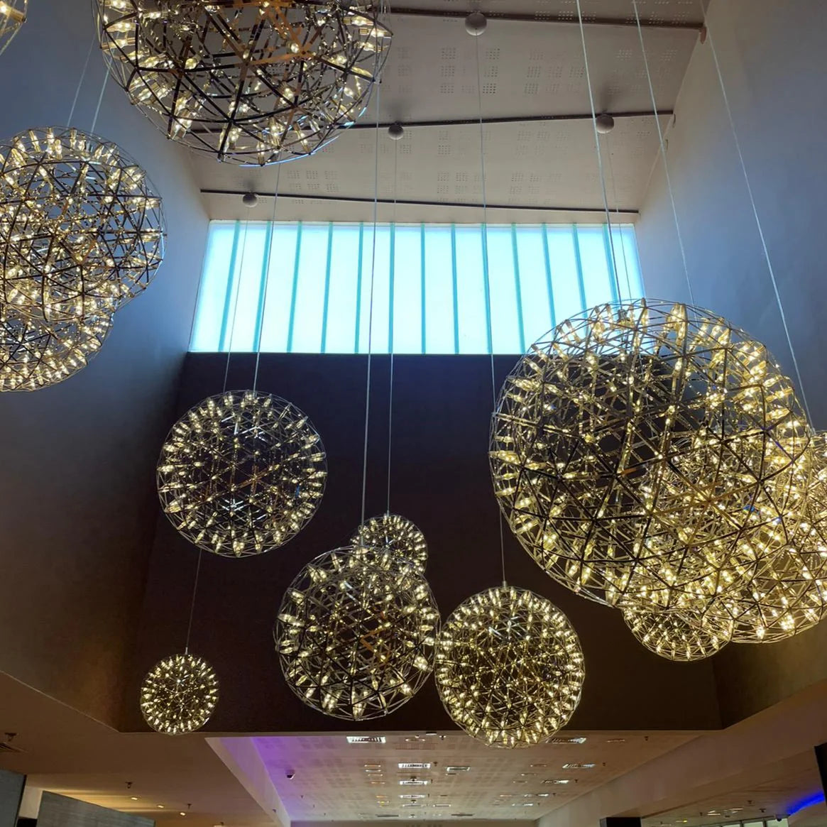 Firework Starburst Chandelier Chrome Fawkes Silver / Gold Pendant - Various Sizes