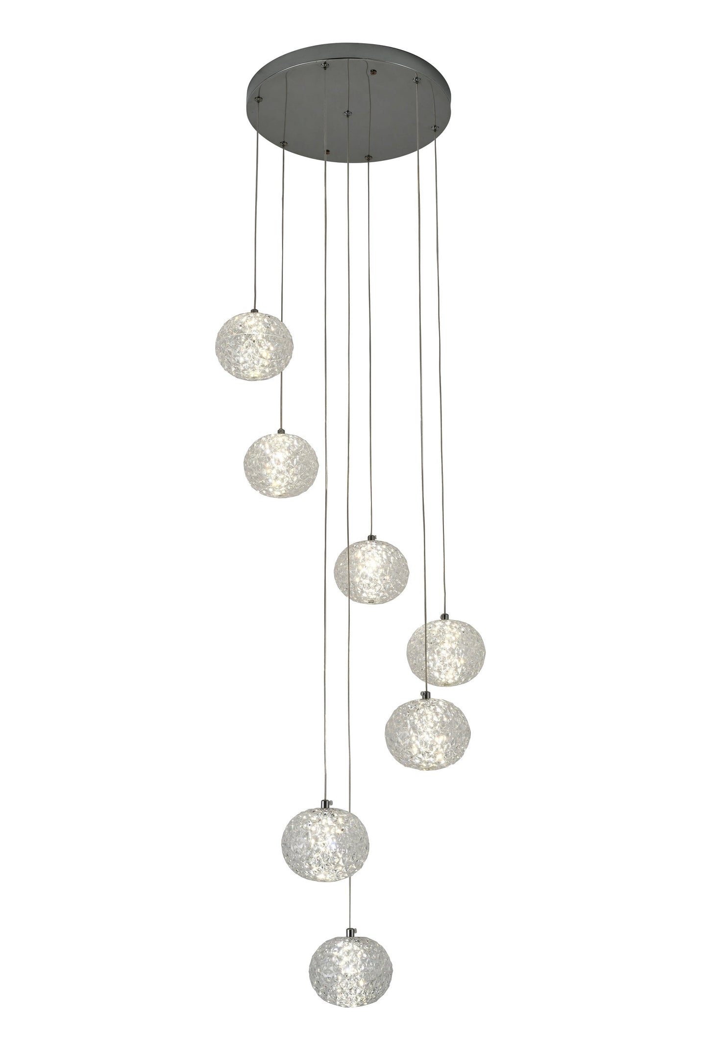 Tang 7 Ball Pendant Light – Chrome & Clear