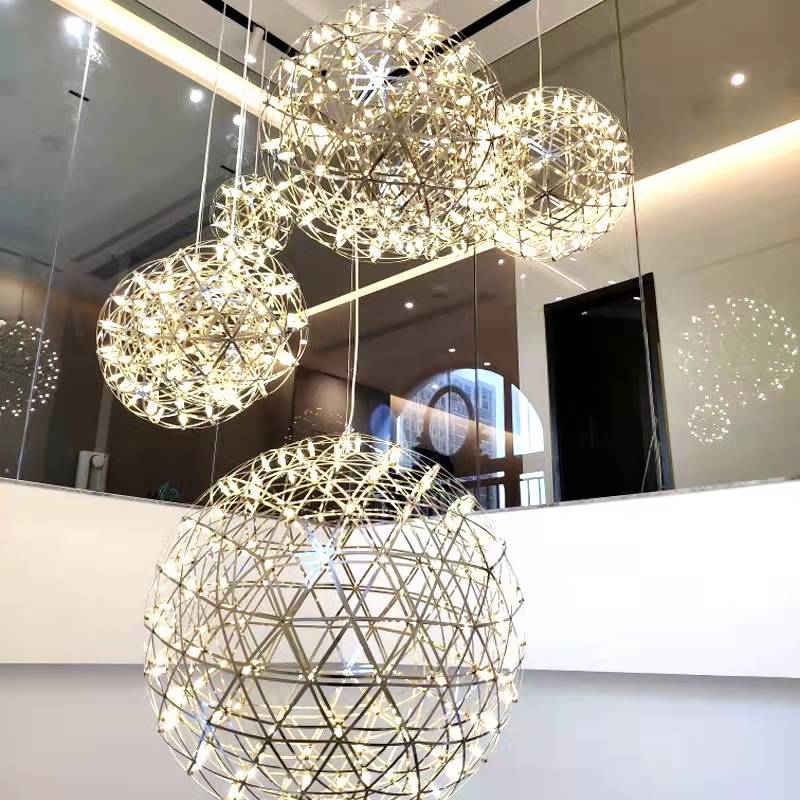 Firework Starburst Chandelier Chrome Fawkes Silver / Gold Pendant - Various Sizes
