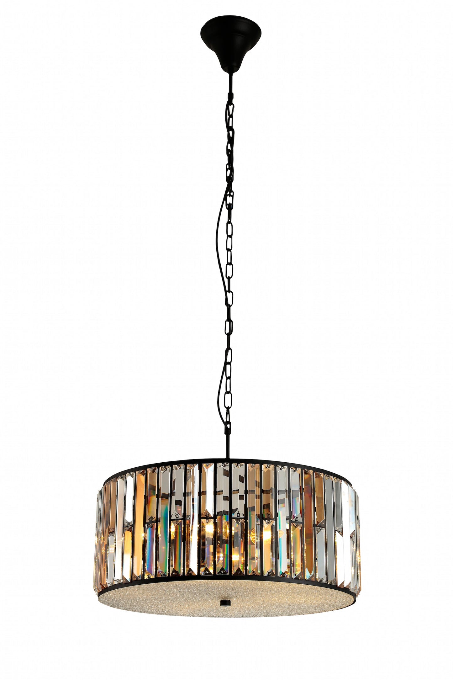 Amber Diamond Crystal Drum Pendant Lamp