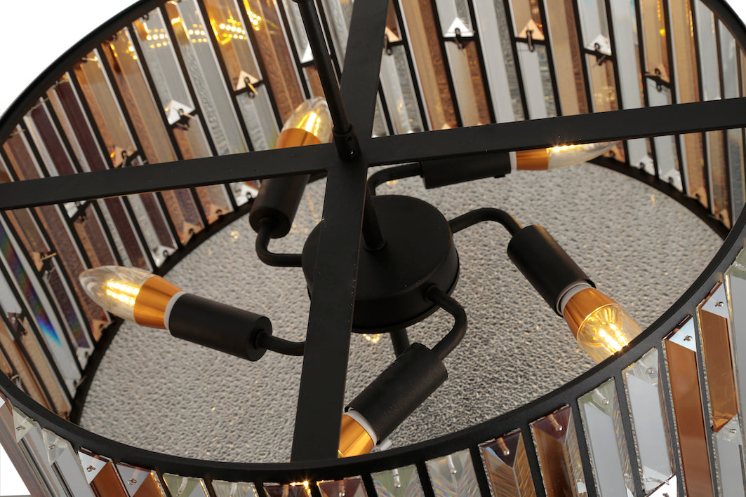 Amber Diamond Crystal Drum Pendant Lamp
