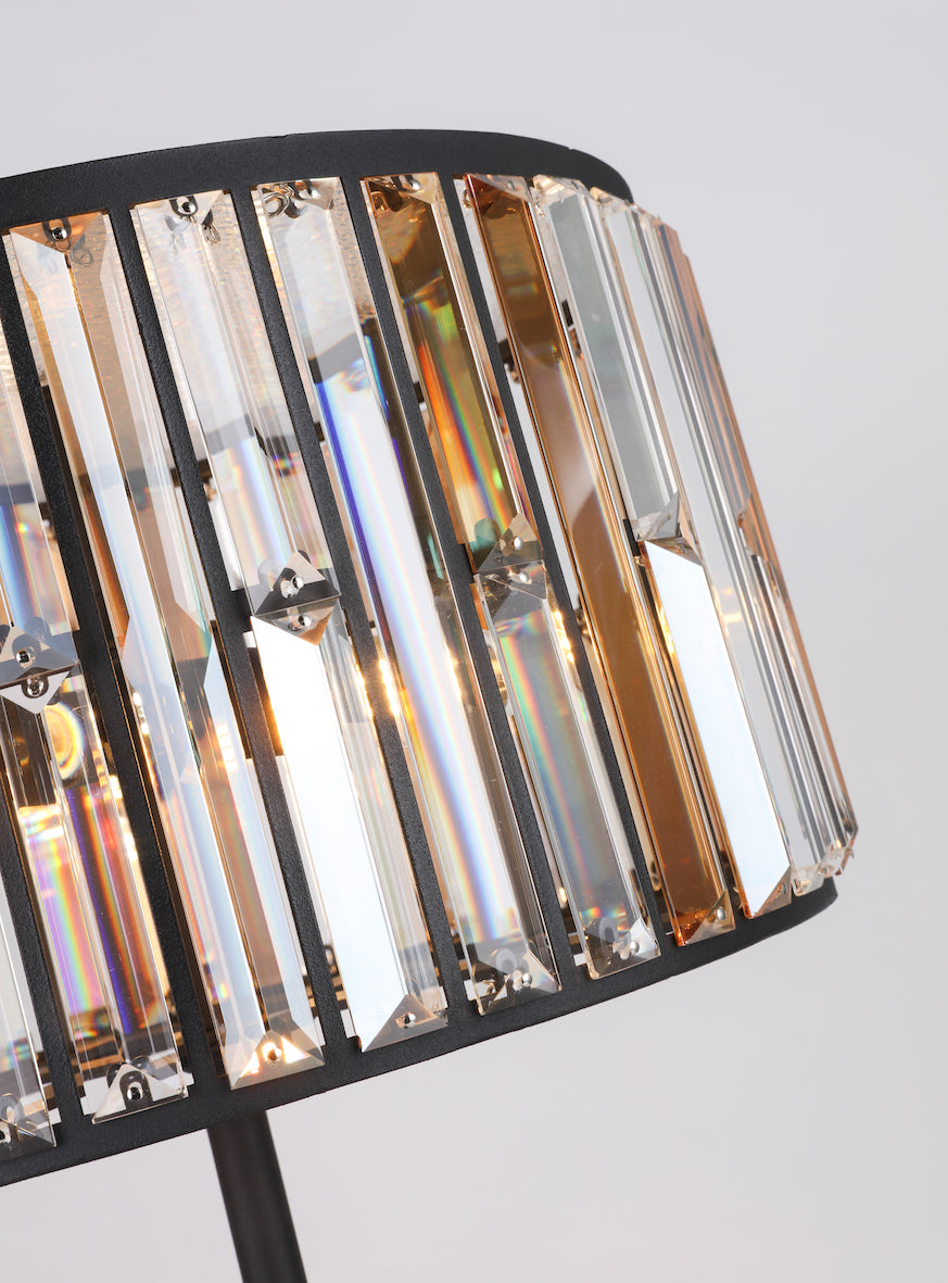 Amber Diamond Crystal Drum Table Lamp