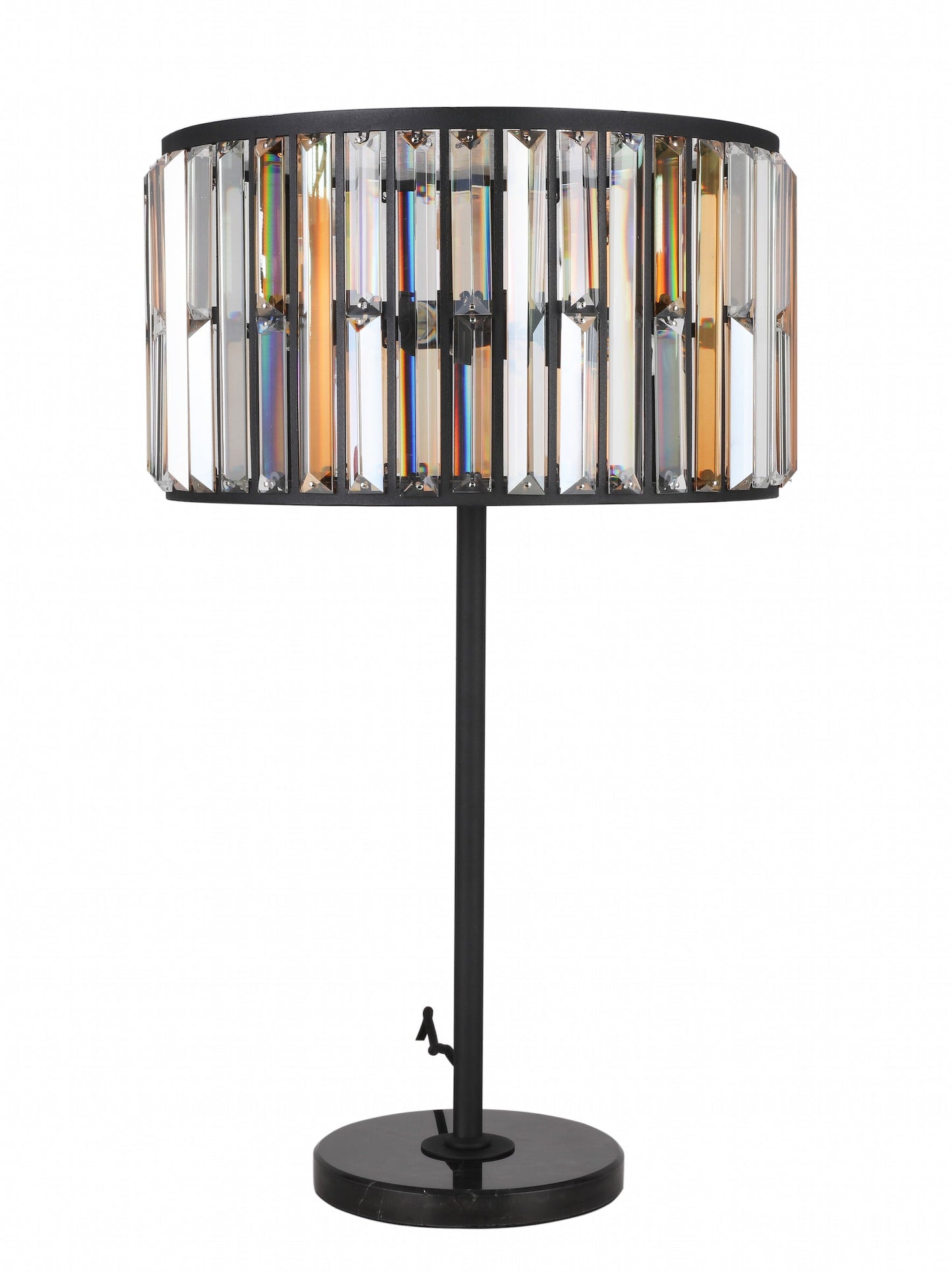 Amber Diamond Crystal Drum Table Lamp