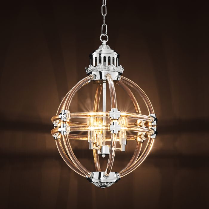 Caser Nickel Globe Acrylic Chandelier