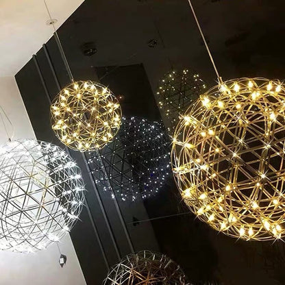 Firework Starburst Chandelier Chrome Fawkes Silver / Gold Pendant - Various Sizes