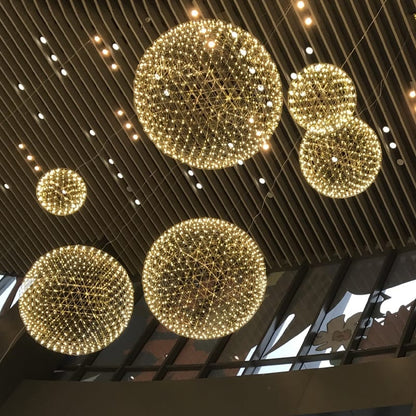 Firework Starburst Chandelier Chrome Fawkes Silver / Gold Pendant - Various Sizes