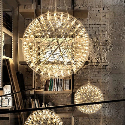 Firework Starburst Chandelier Chrome Fawkes Silver / Gold Pendant - Various Sizes