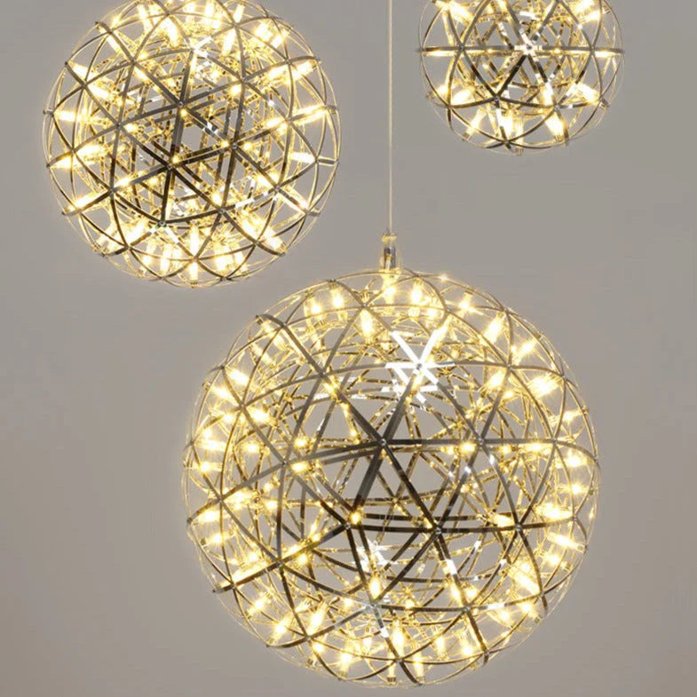 Firework Starburst Chandelier Chrome Fawkes Silver / Gold Pendant - Various Sizes