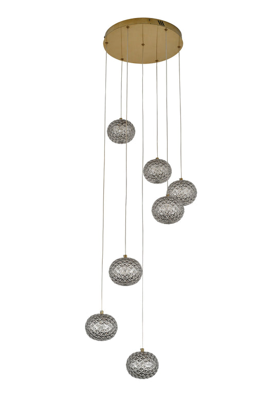 Tang 7 Ball Pendant Light – Gold & Smoked