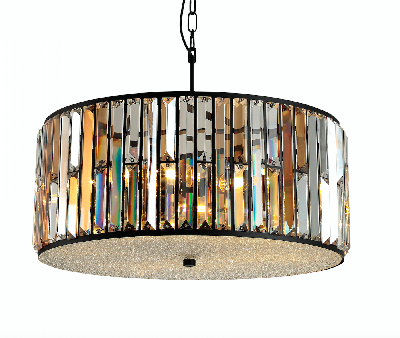 Amber Diamond Crystal Drum Pendant Lamp
