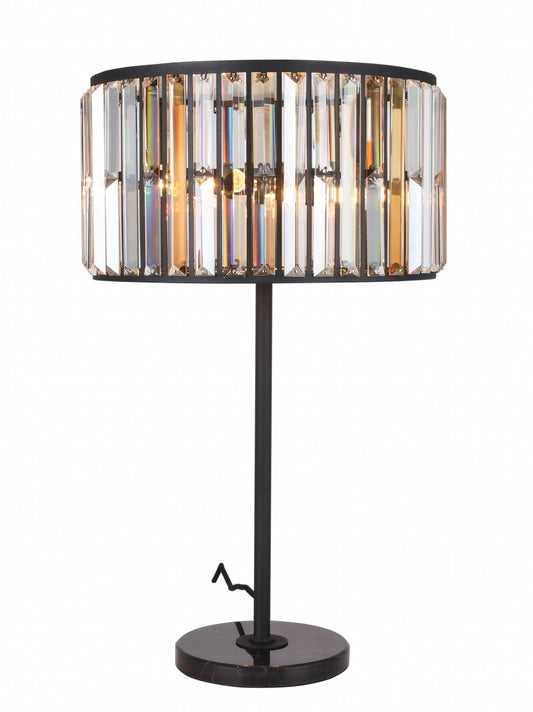 Amber Diamond Crystal Drum Table Lamp