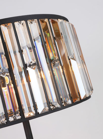 Amber Diamond Crystal Drum Table Lamp