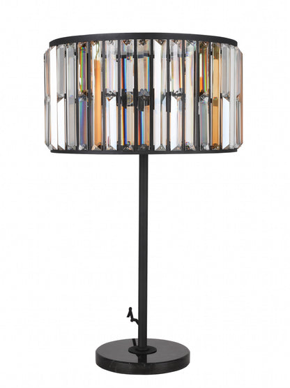 Amber Diamond Crystal Drum Table Lamp