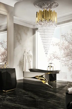Aqua Gold Tiered Glass Drops Chandelier