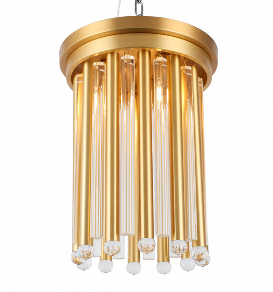 Flush Gold & Crystal Pipe Ceiling Light