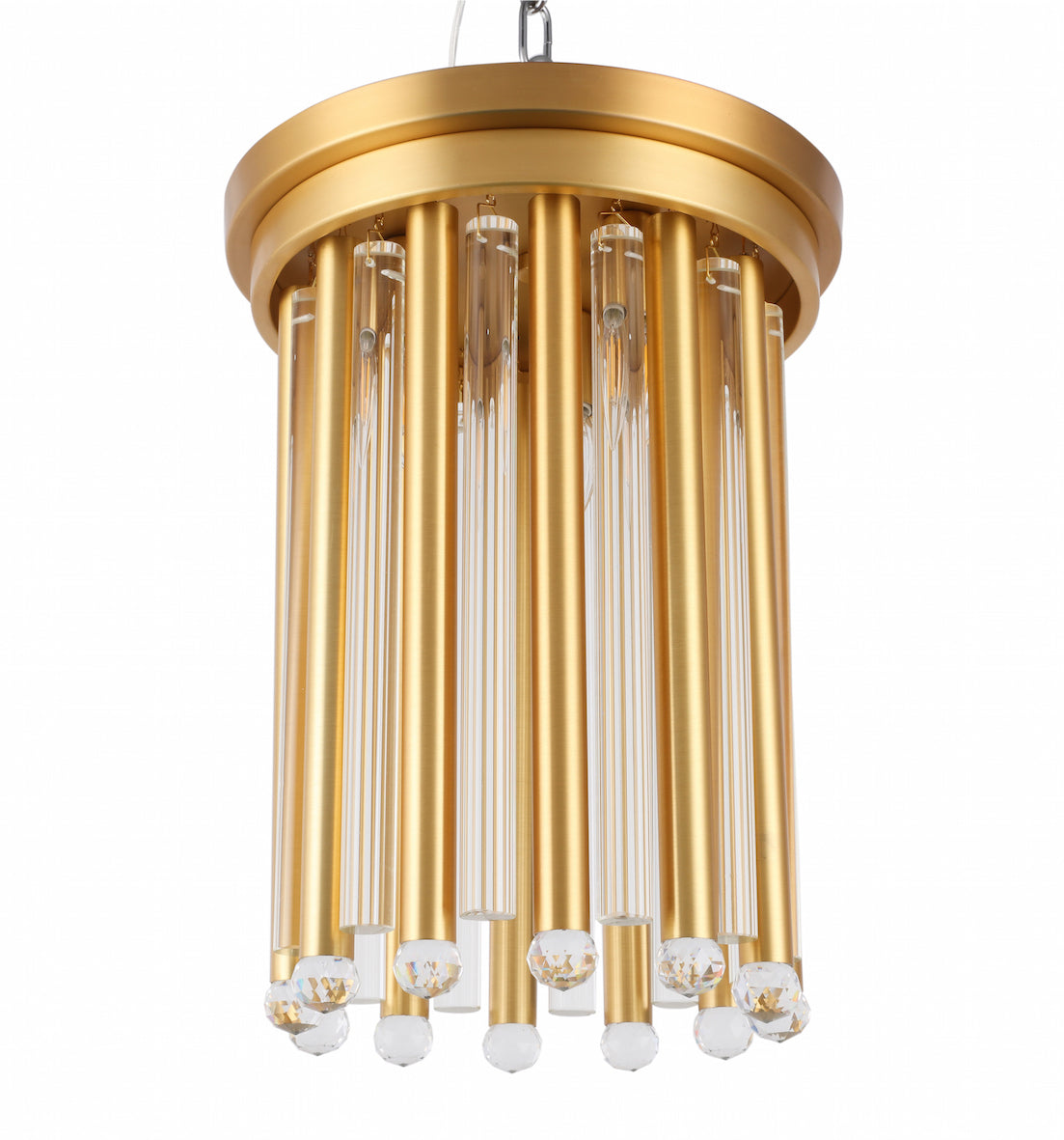 Flush Gold & Crystal Pipe Ceiling Light