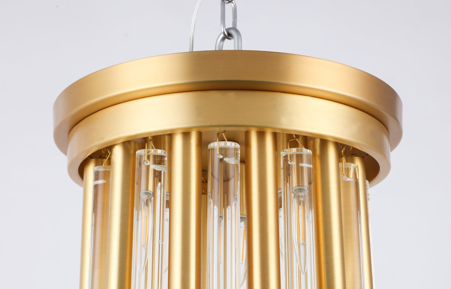 Flush Gold & Crystal Pipe Ceiling Light