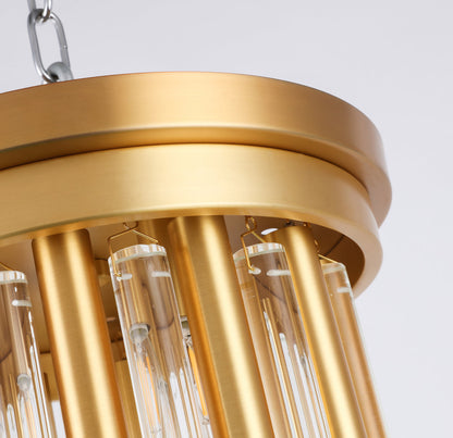 Flush Gold & Crystal Pipe Ceiling Light