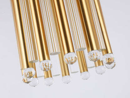 Flush Gold & Crystal Pipe Ceiling Light